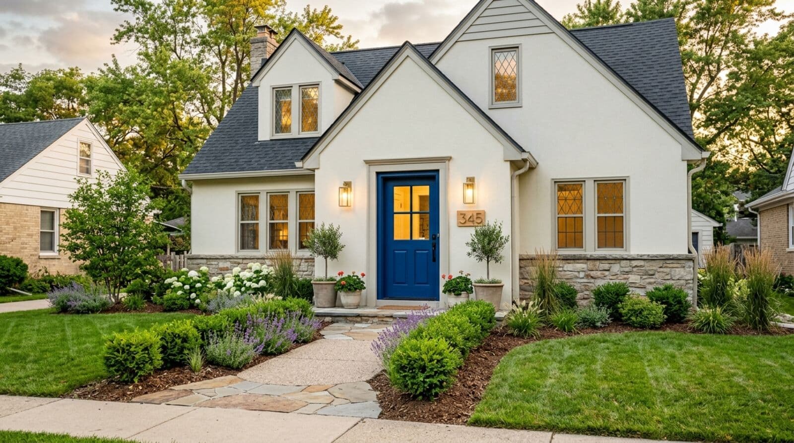 Driveway border and curb appeal planning example